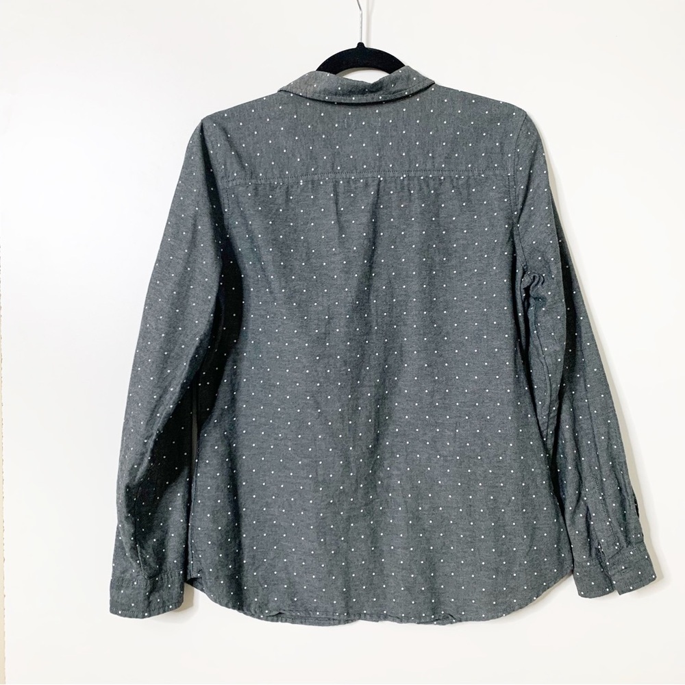 Old Navy Gray Polka Dot Chambray Style Button Up Size Small - Picture 4 of 5